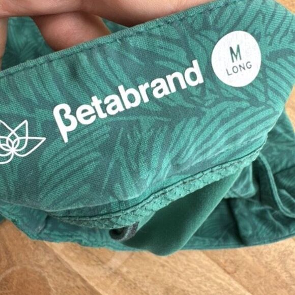 Betabrand Green Leaf Print Stretch Pull On Pants Women Size Medium Long Yoga ML - Picture 6 of 8